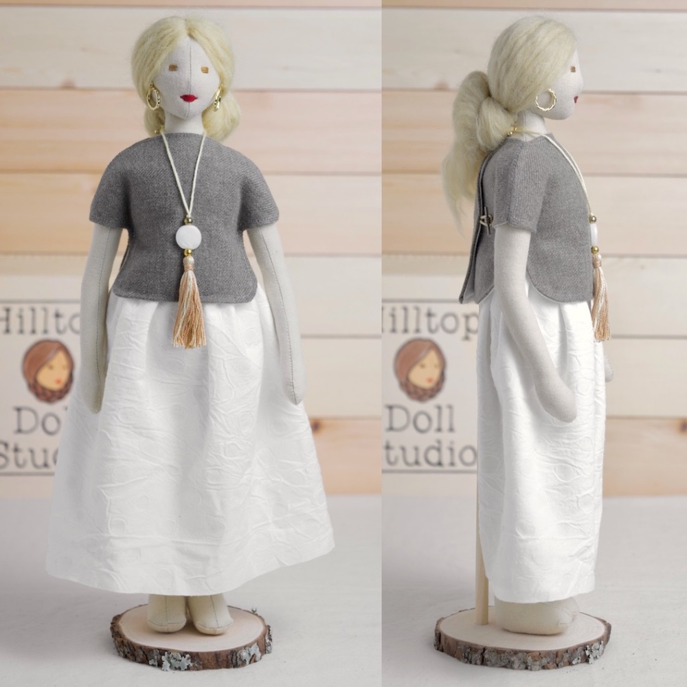 Fabric Doll "Gail" Handcrafted Textile Cloth Heirloom Primitive Doll - Picture 4 of 14